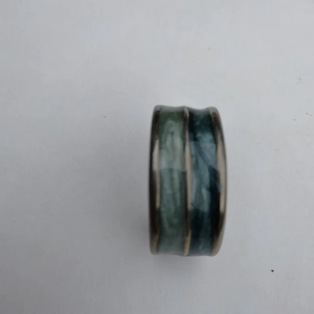 Vintage Green Enameled Half Hoop Earrings Pierced Silver Tone